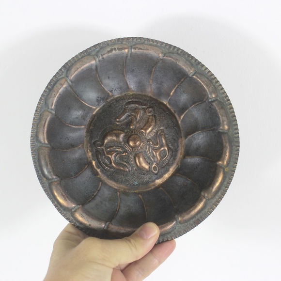 Vintage Copper Wall Art Plate with Patina Bowl Dish - Picture 8 of 8